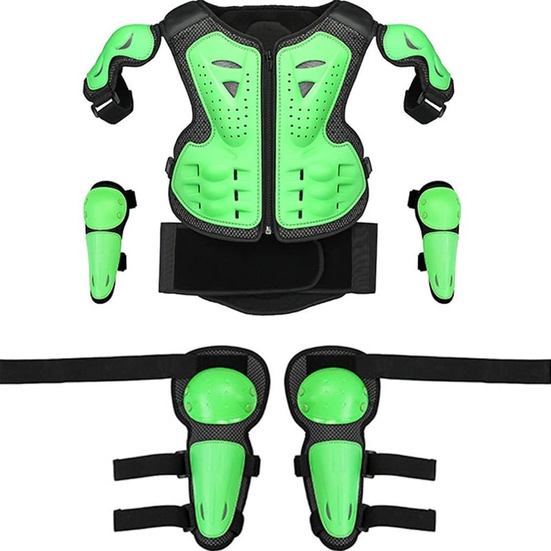 Kelendle Kids Motorcycle Armor Vest Suit Body Dirt Bike Protective Gear Youth Chest Spine Protector Child Elbow Knee Pads for Outdoor Racing Riding Skating Snowboarding Skiing - Image 1